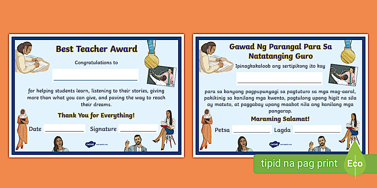 Teacher #39 s Day Certificate Grade 2 Twinkl Twinkl