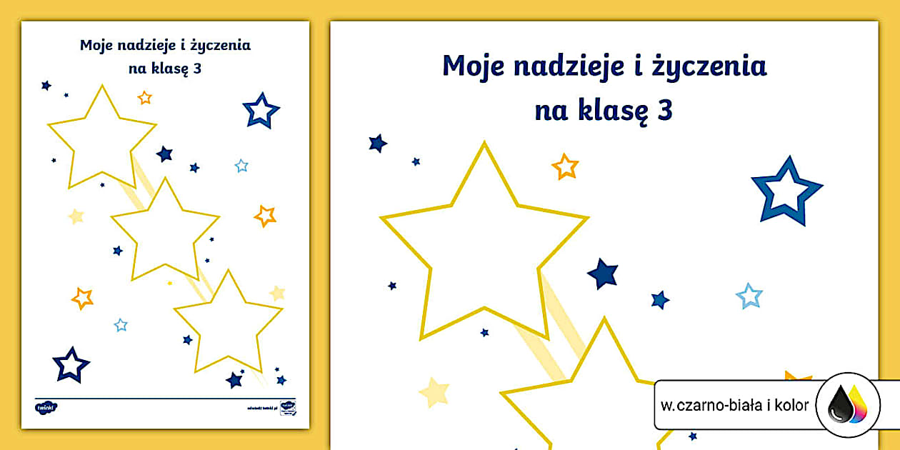 Moje nadzieje i życzenia na klasę 3 | Szablon do uzupełnienia