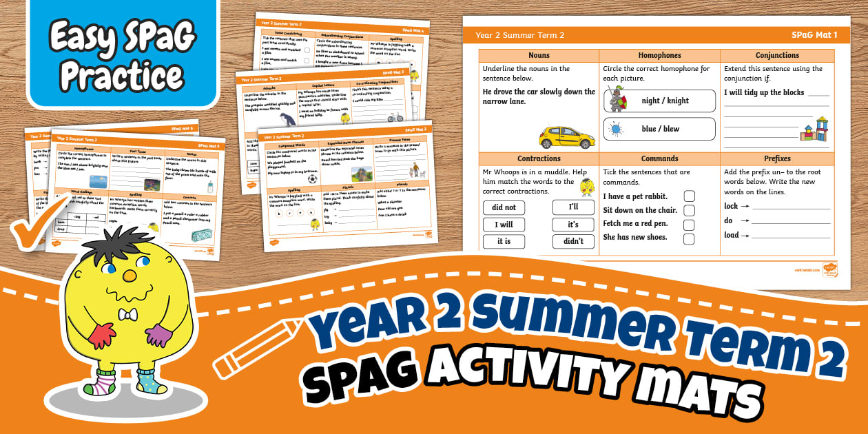 Year 2 Summer Term 2 SPaG Activity Mats - Twinkl - KS1