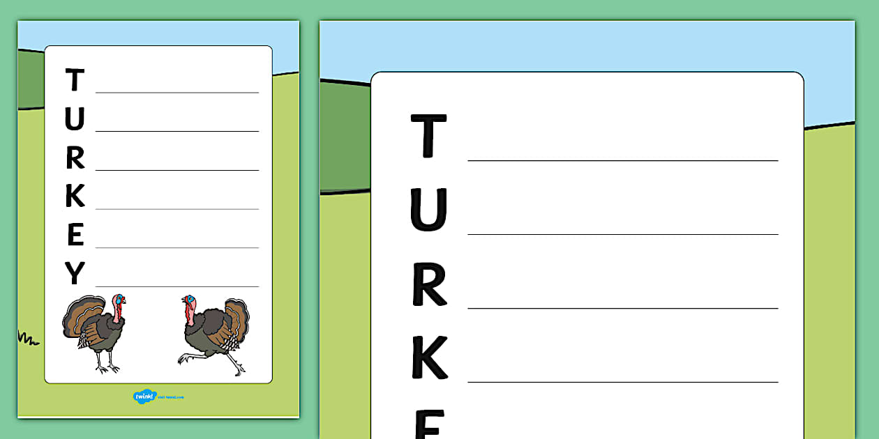 Turkey Acrostic Poem Template (Teacher-Made) - Twinkl