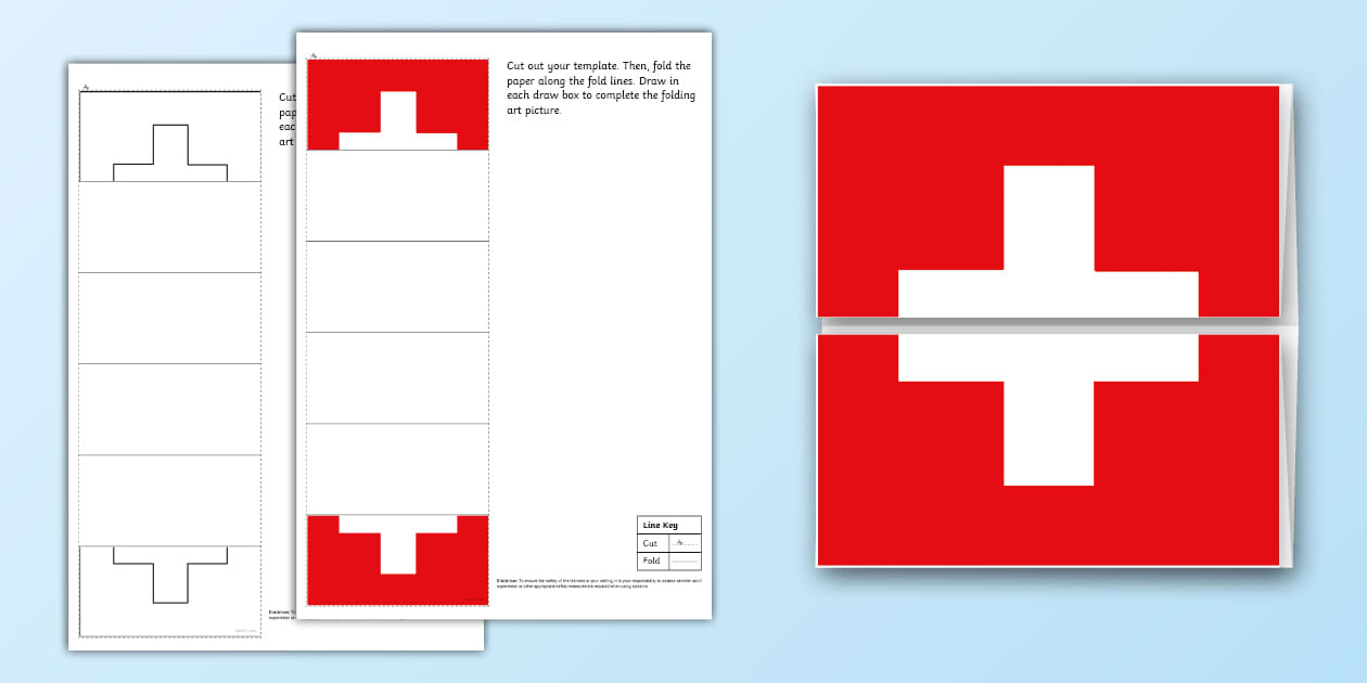 Switzerland Flag Folding Art Template (teacher made)