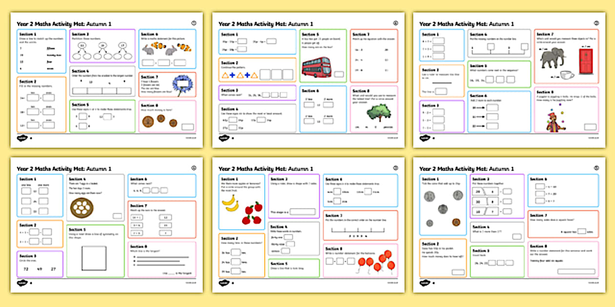 Editable Year 2 Autumn 1 Maths Activity Mats (teacher made)