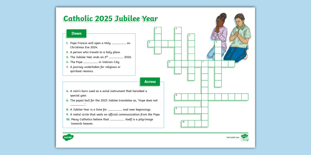 Catholic 2025 Jubilee Year Crossword (Teacher Made) Twinkl