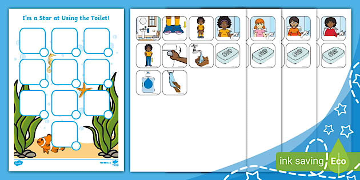 Under the Sea Themed Visual Tick List for Home Routines: Using the Toilet