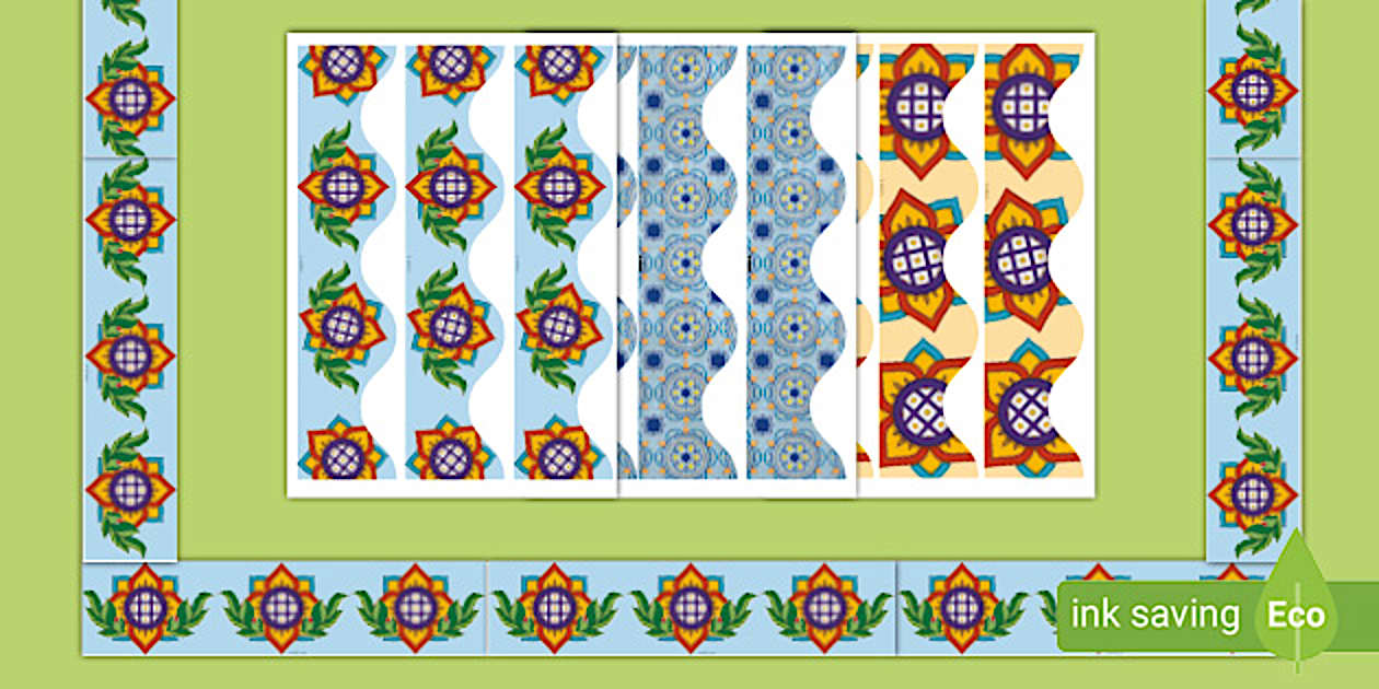 Spanish Patterned Border Spanish Talavera Notice Board Border (Hecho por educadores)