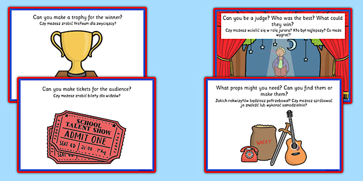 Talent Show Role Play Challenge Cards Polish Translation