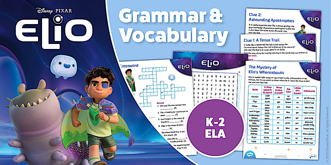 Elio: Grammar Vocabulary Pack for K 2nd Grade Twinkl