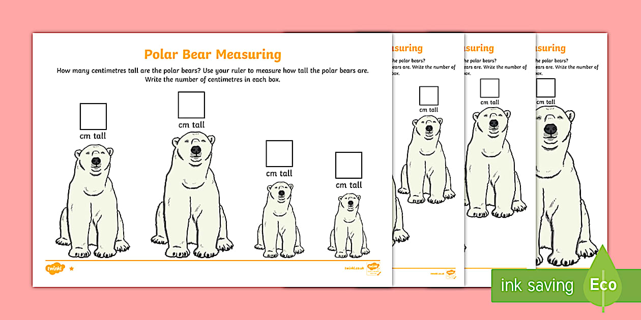 Polar Bear Measuring in Centimetres Differentiated Worksheet / Worksheet