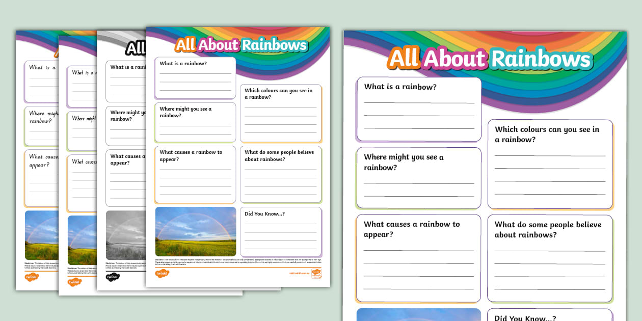 All About Rainbows Fact File Template (Teacher-Made)