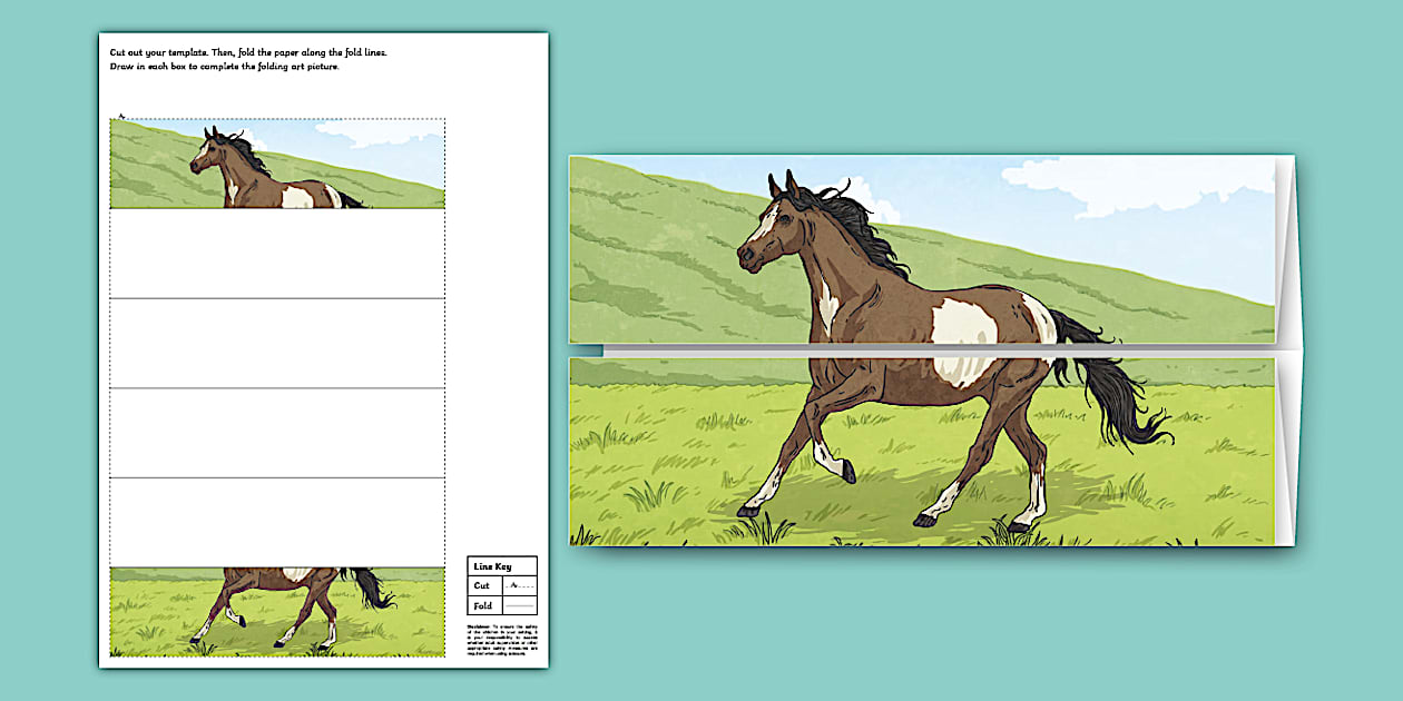 Horse Folding Art Template (teacher made) - Twinkl