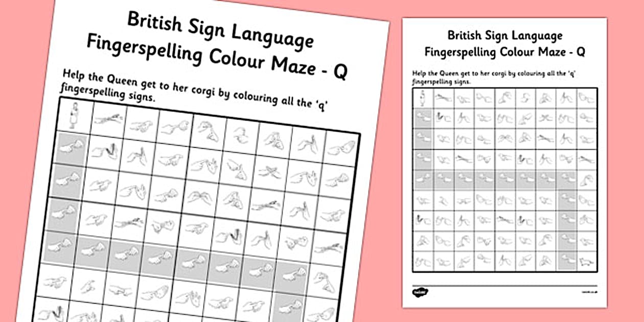 Q Rwi Sign British Sign Language Fingerspelling Colour Maze Q