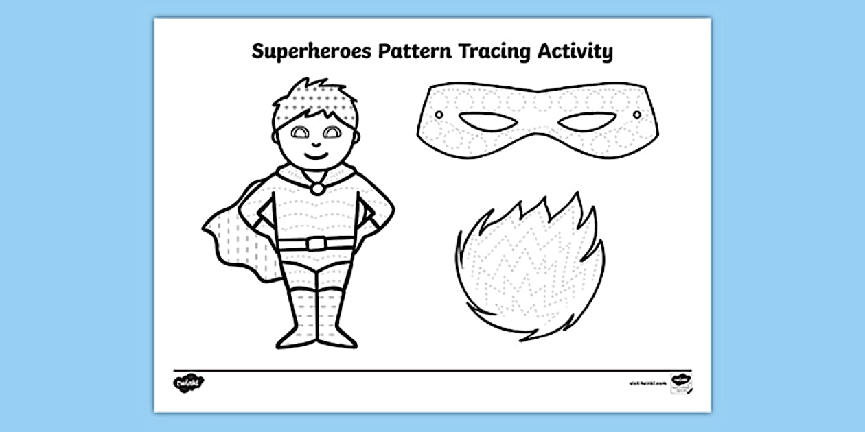 Superheroes Pattern Tracing Activity (teacher made) - Twinkl
