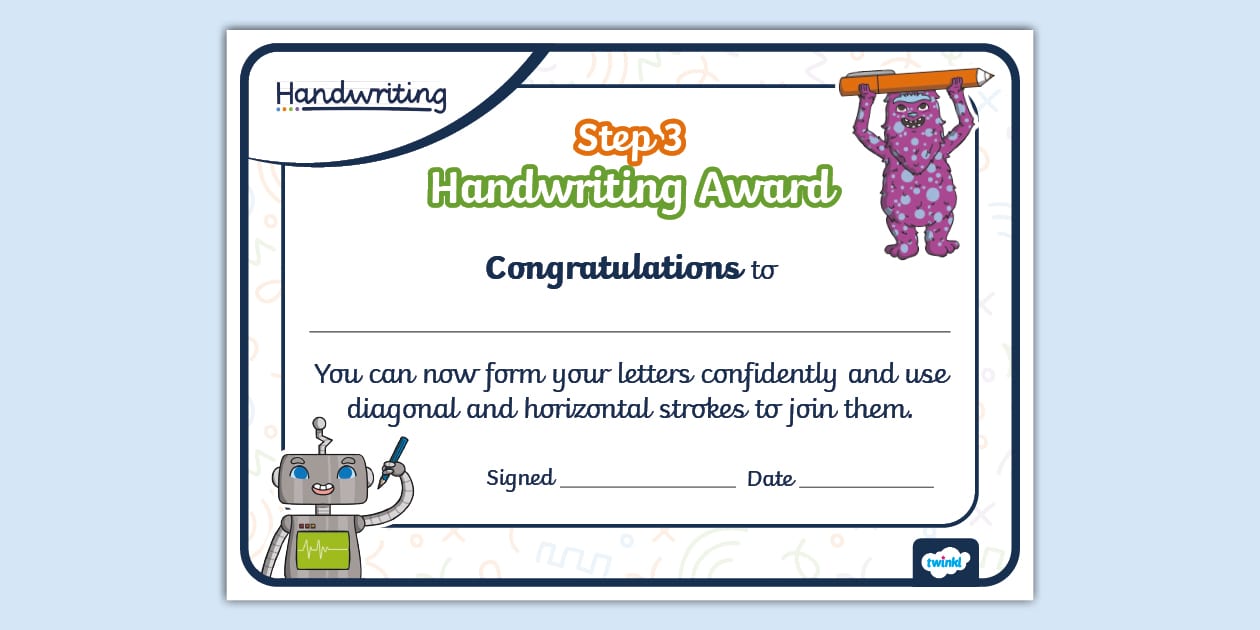 Handwriting Step 3 Certificate (l'enseignant a fait)