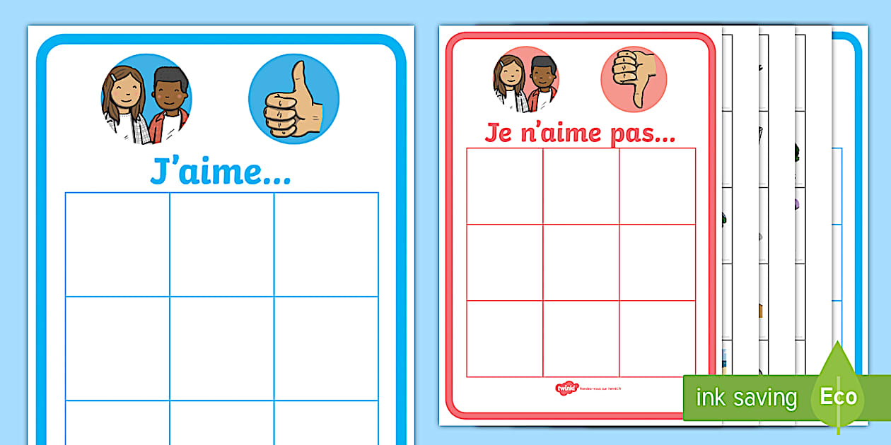 Activité de tri : J'aime/Je n'aime pas (teacher made)