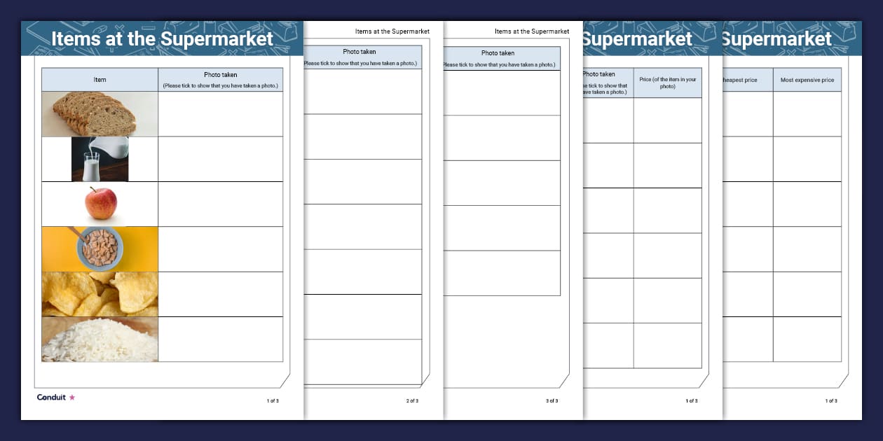 Supermarket Items Living Skills Activity Sheet - Twinkl
