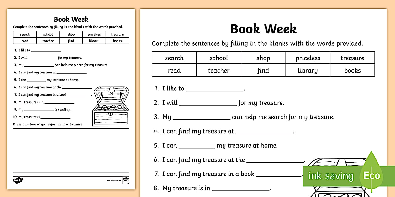 Book Week Cloze Worksheet (teacher made) - Twinkl