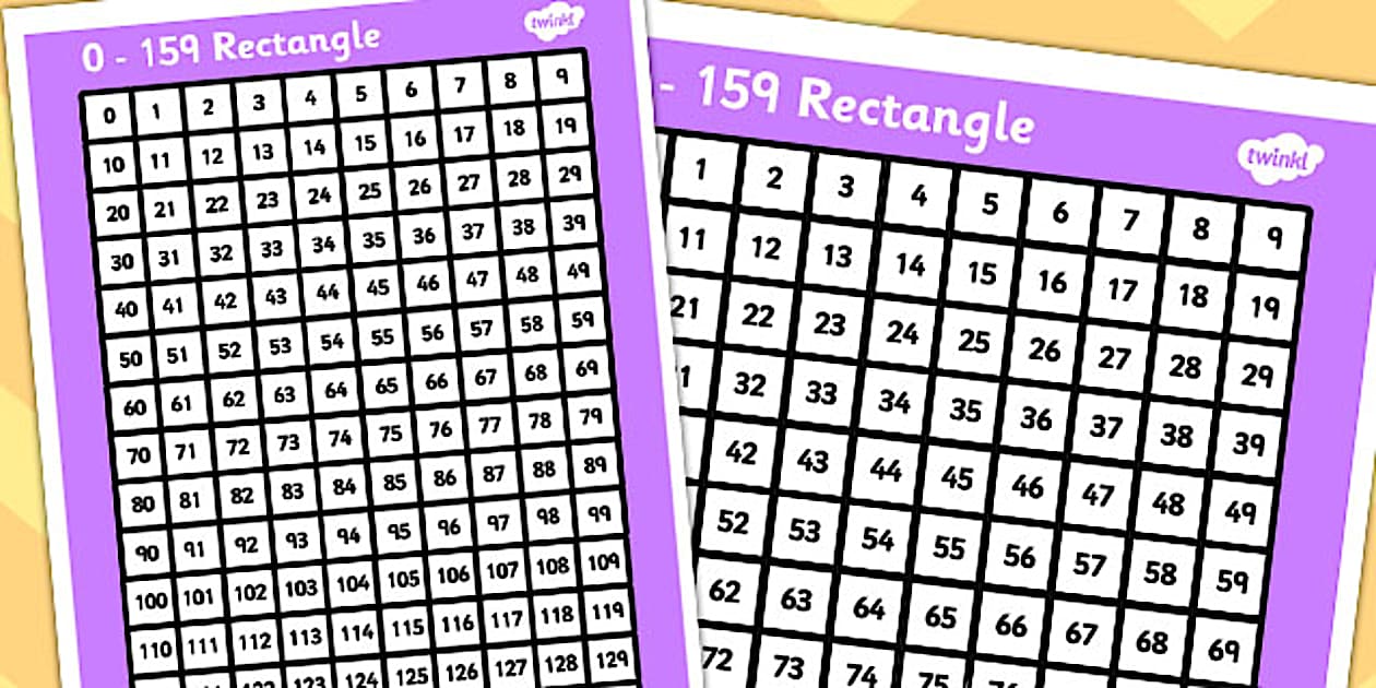 0 to 159 Number Rectangle (teacher made) - Twinkl