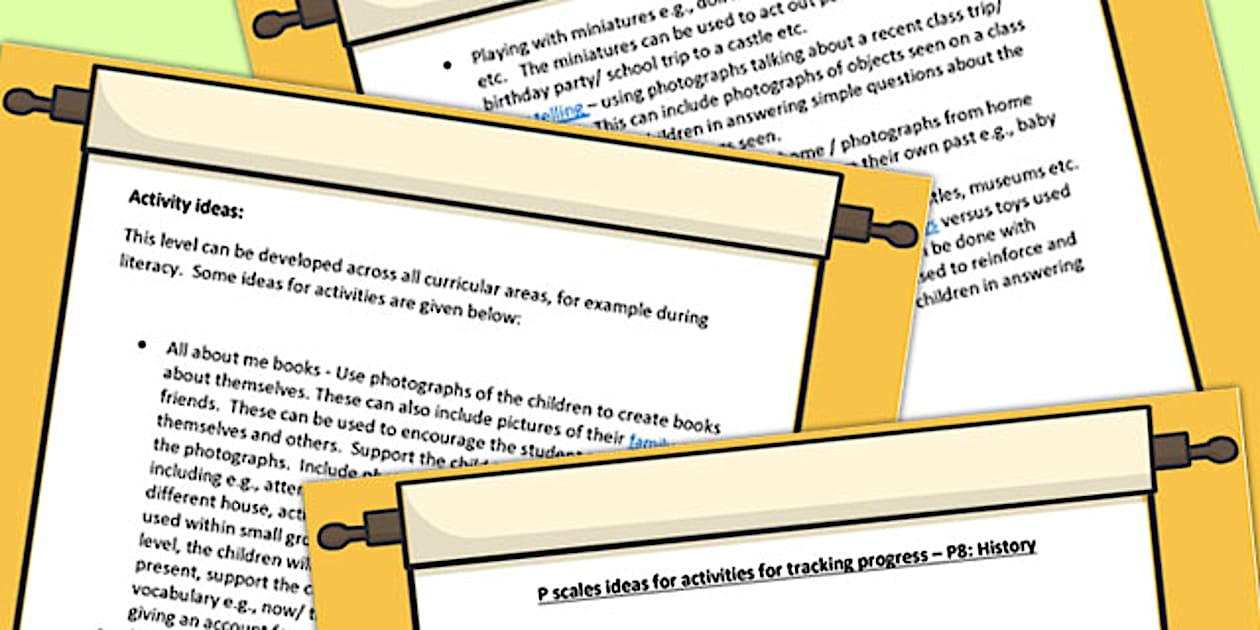 Black and White P Scales Ideas for Activities for Tracking Progress P8 ...