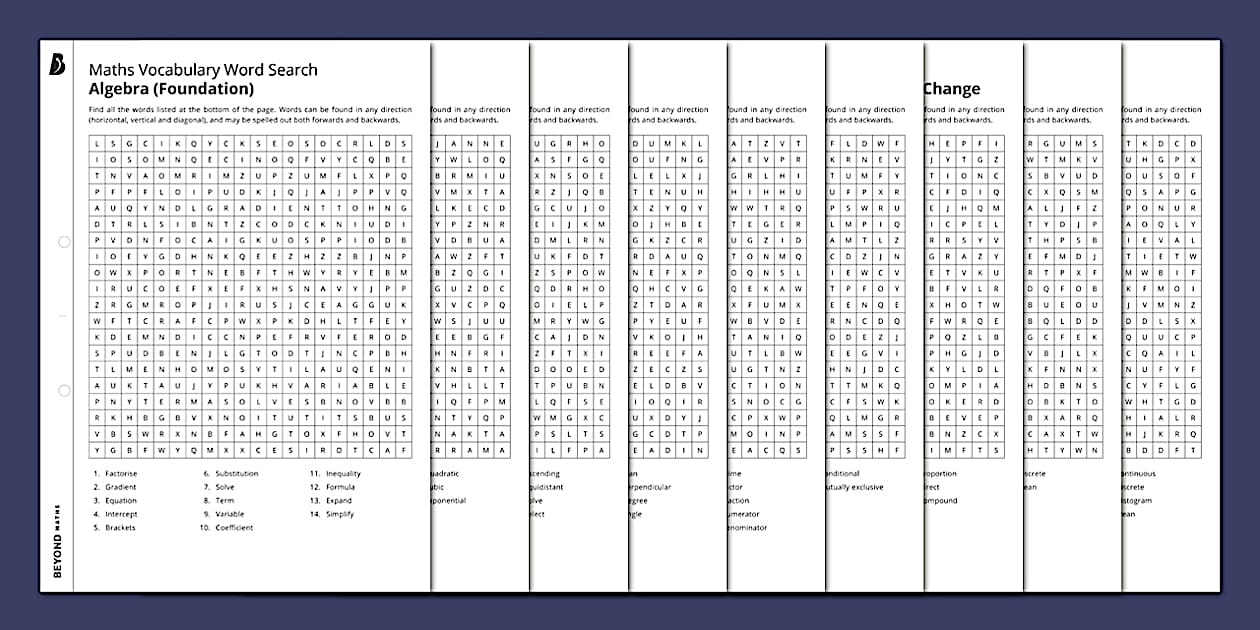 👉 Maths Vocabulary Word Search Pack (teacher made)