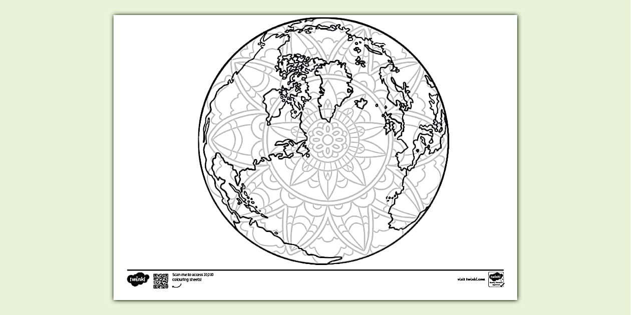 Earth Mandala Colouring Page (teacher made) - Twinkl