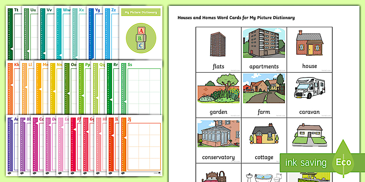 Editable EAL Houses and Homes Picture Dictionary and Word Card Set