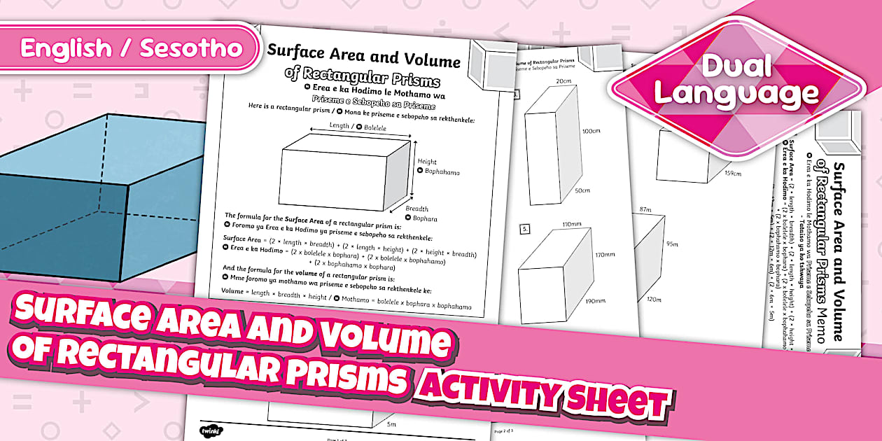 Surface Area and Volume of Rectangular Prisms Activity Sheet