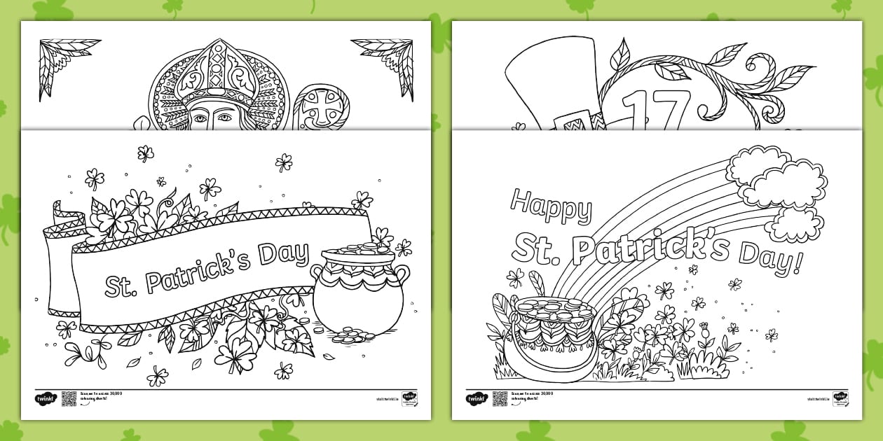 St. Patrick's Day Colouring Sheets Mindfulness Twinkl