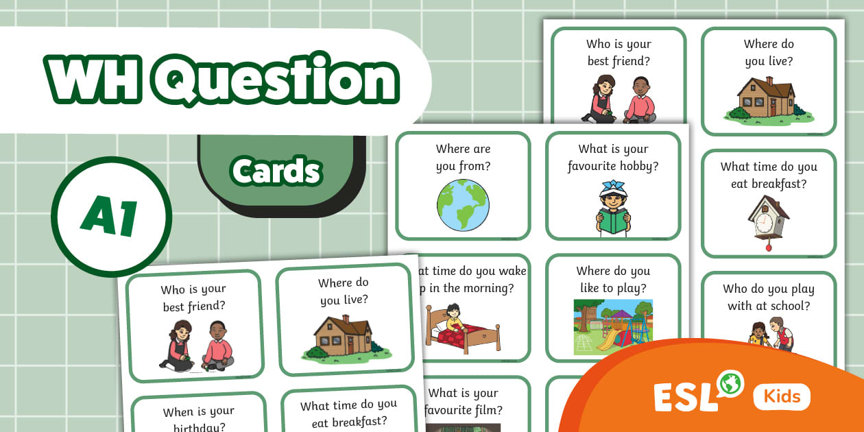 ESL WH- Question Cards [Kids, A1]