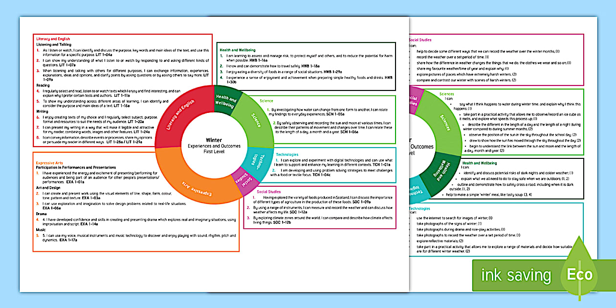 Winter First Level CfE IDL Topic Web (teacher made) - Twinkl