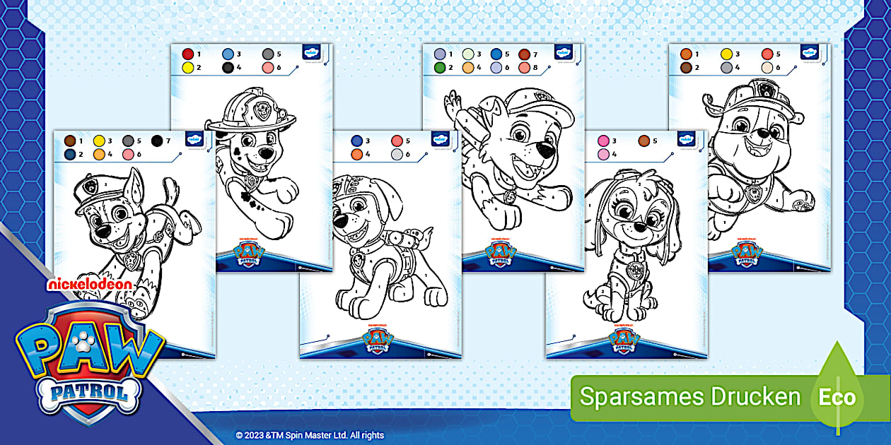 PAW Patrol Ausmalbilder: Malen nach Zahlen für jeden Schüler