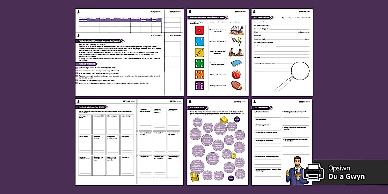 Getting to Know You and Back to School Icebreakers: PS4 Activity Pack