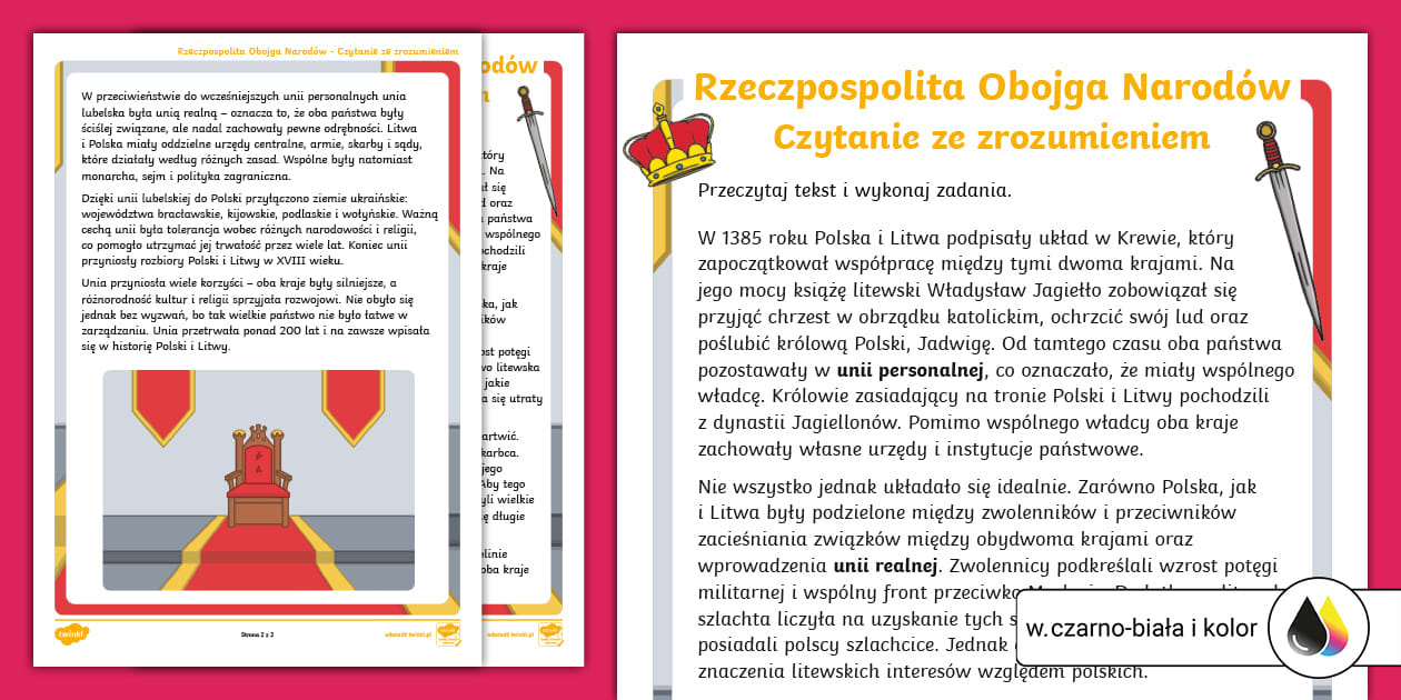 Rzeczpospolita Obojga Narodów | Czytanie ze zrozumieniem