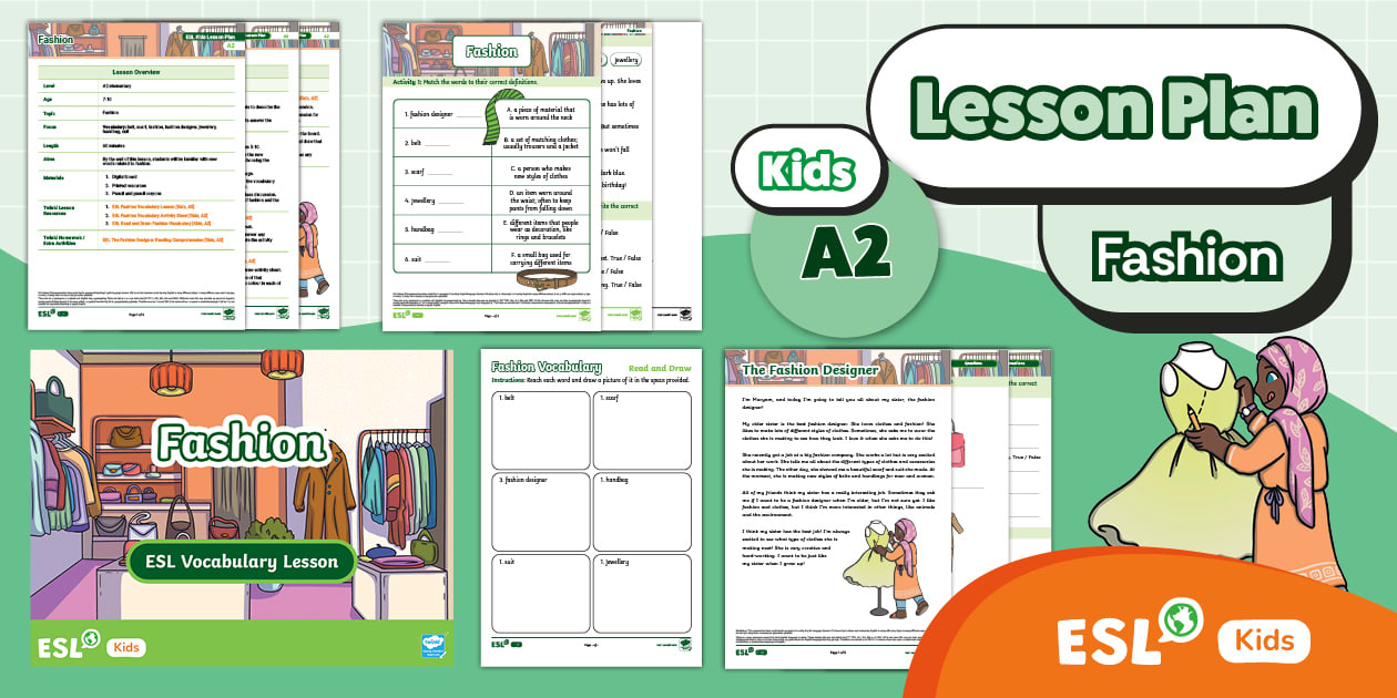 ESL Fashion Vocabulary Lesson Plan {Kids}