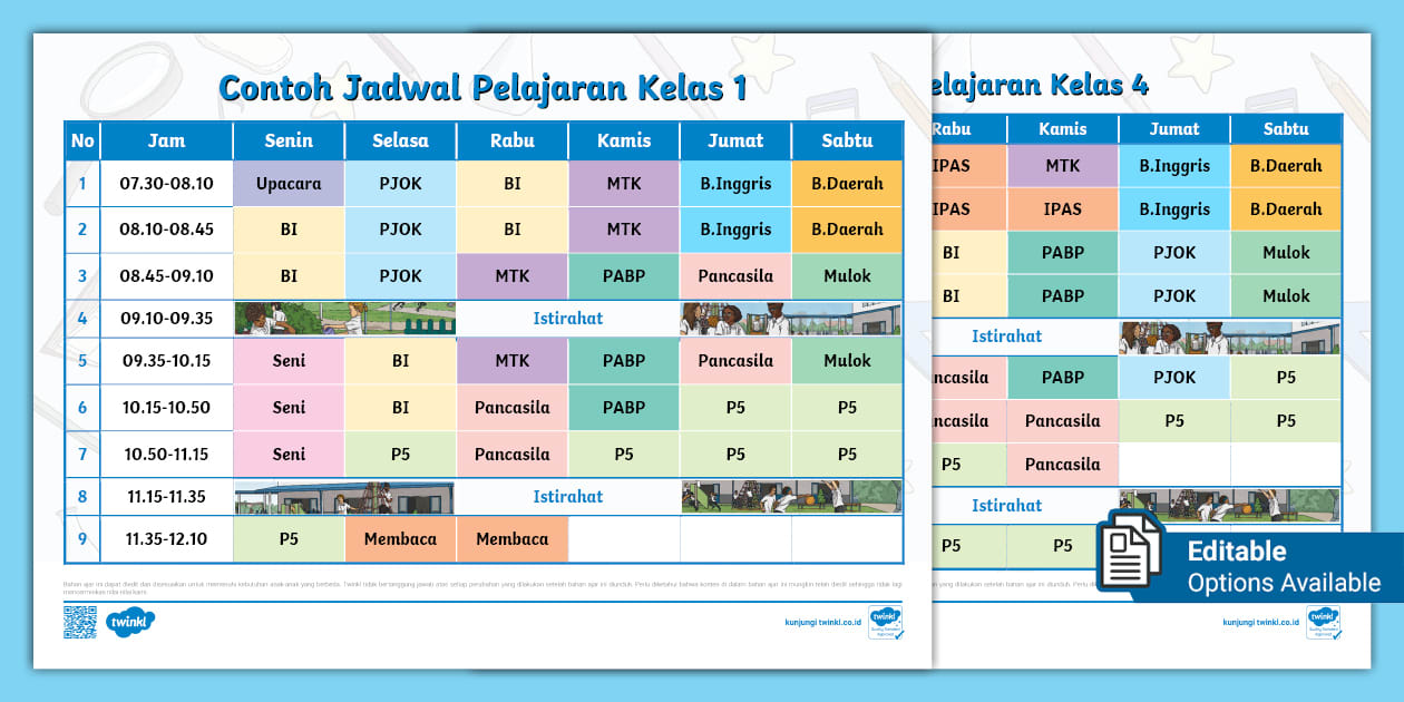 Contoh Jadwal Pelajaran Kurikulum Merdeka (teacher made)