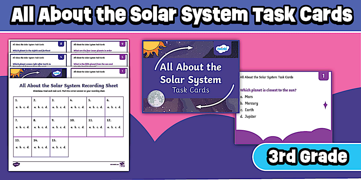 Third Grade All About the Solar System Task Cards | Twinkl