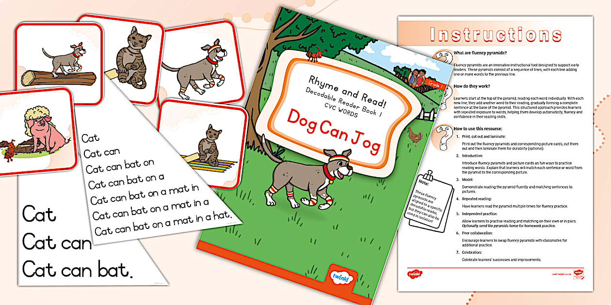 Fluency Pyramid: Dog can Jog (teacher made) - Twinkl