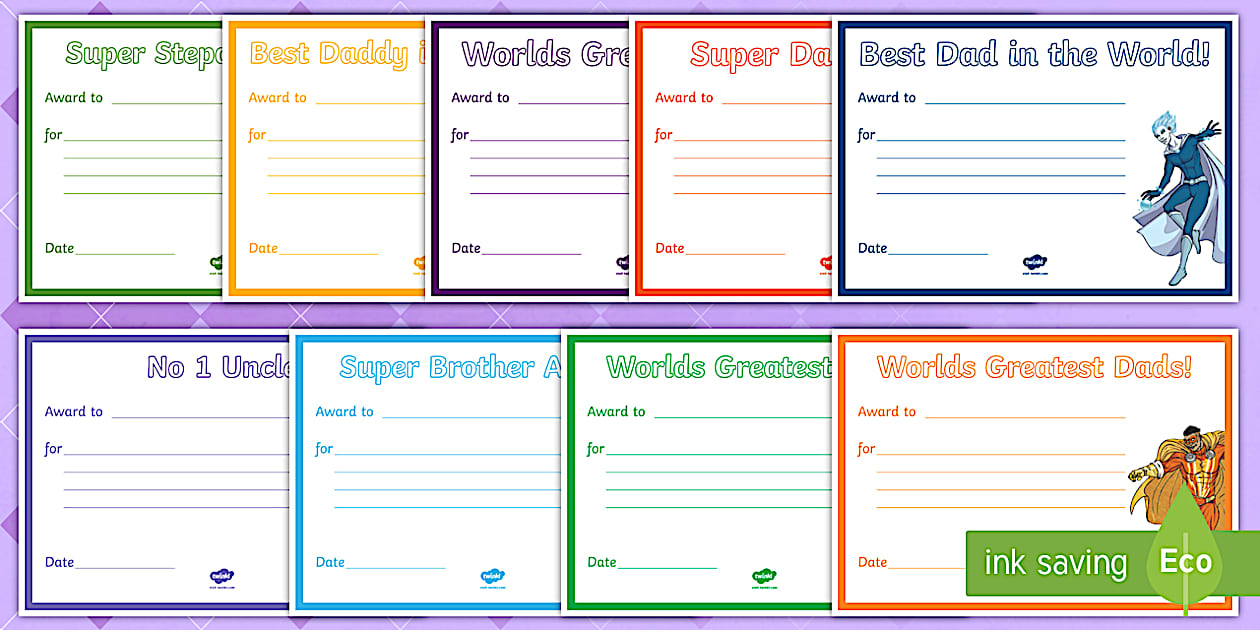 Editable Father #39 s Day (and Father Figures) Certificates