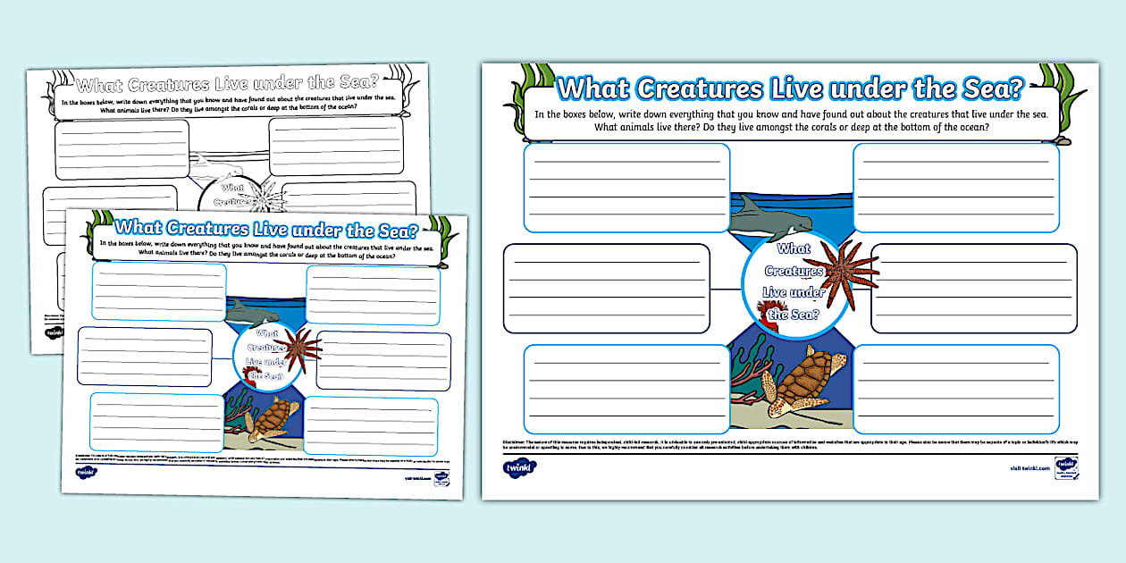 Creatures Mind Map What Creatures Live under the Sea? Mind Map - Twinkl
