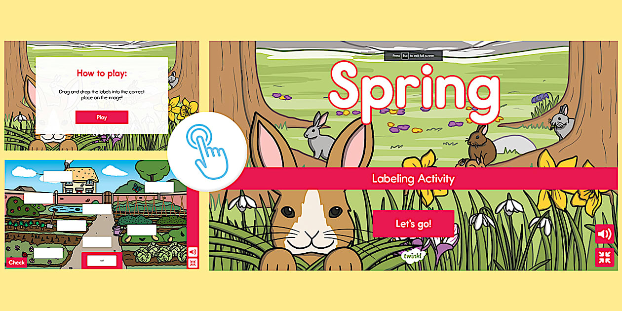 Spring Interactive Labeling Activity Worksheet for K-2nd Grade