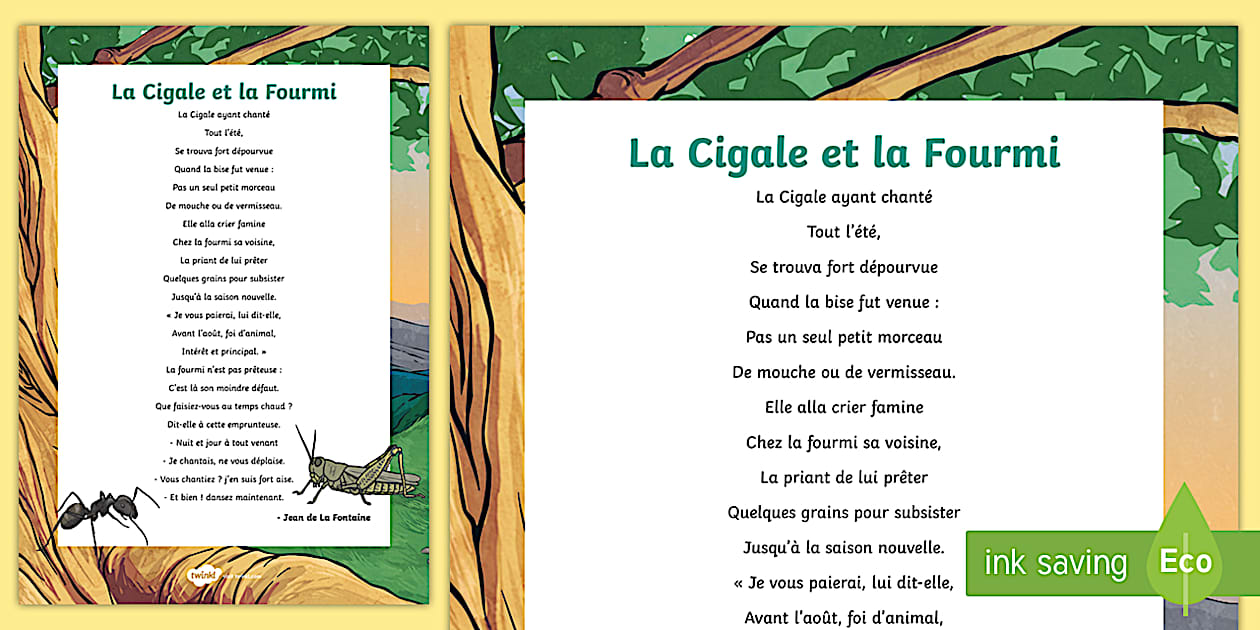 La Cigale Et La Fourmi Worksheet Worksheet Twinkl