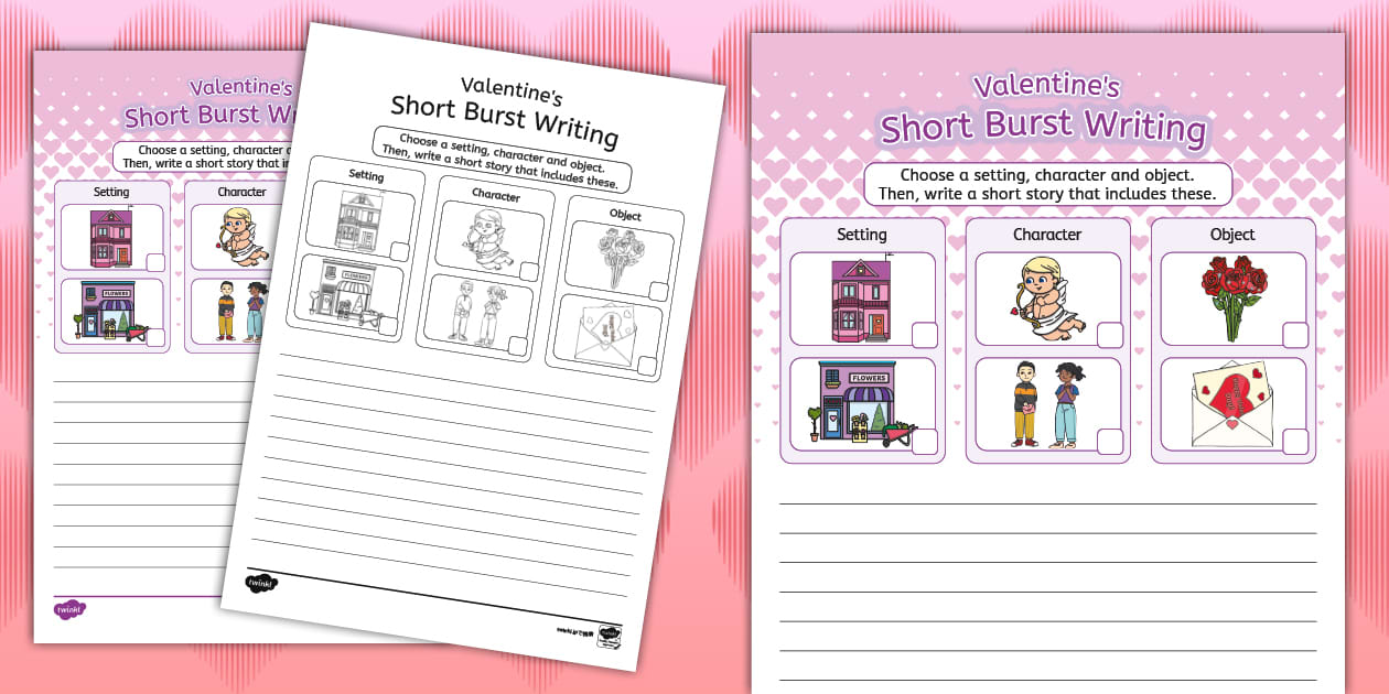 * NEW * Valentine's Short Burst Writing Template - Twinkl