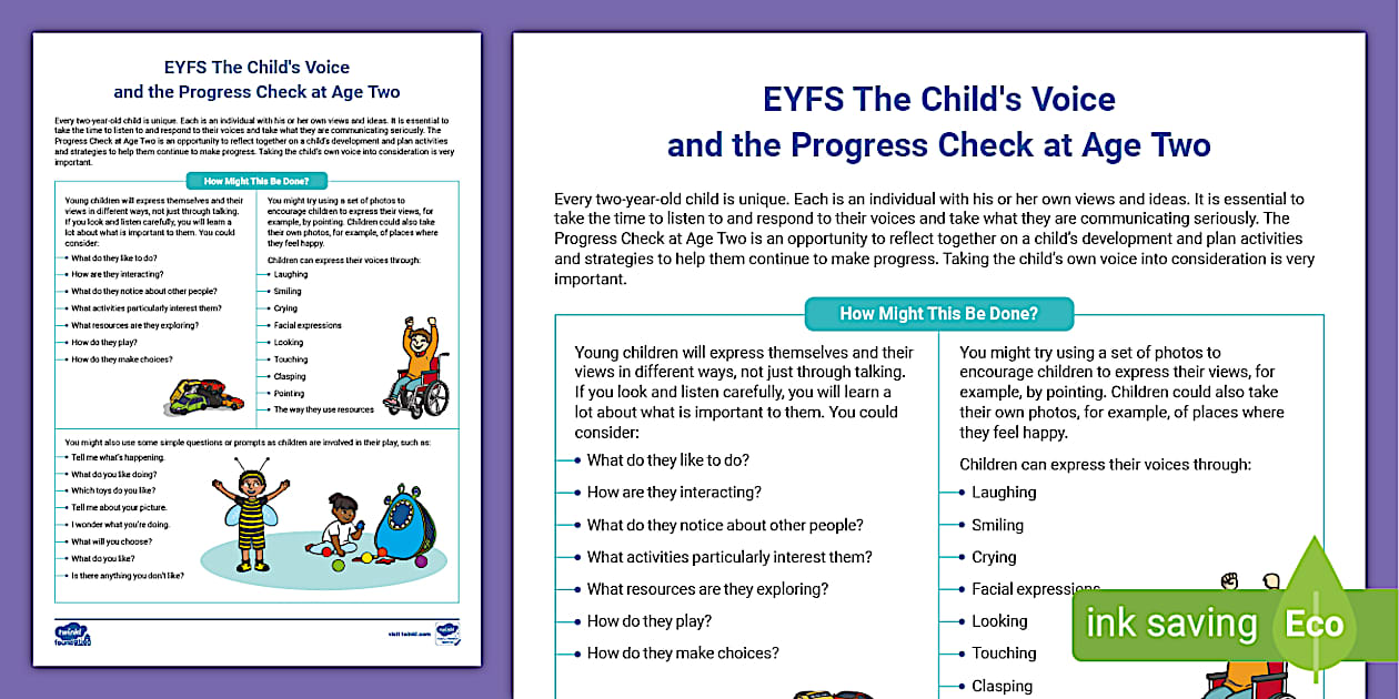 EYFS The Child's Voice and the Progress Check at Age Two
