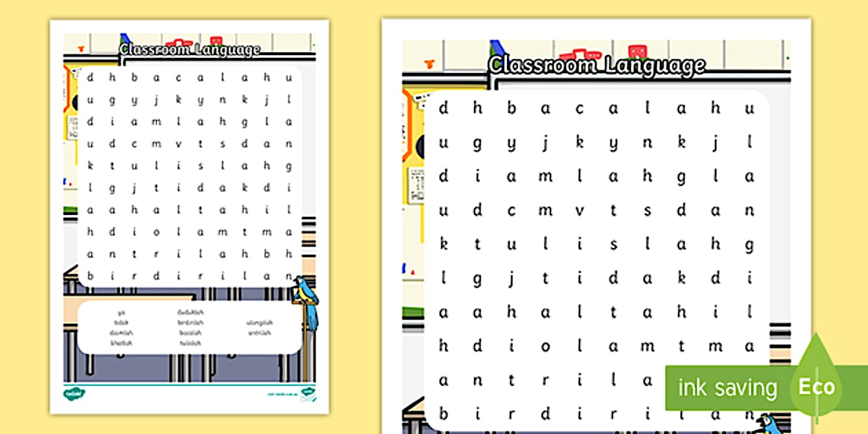 TAS Classroom Instructions with Suffix -lah Word Search Indonesian