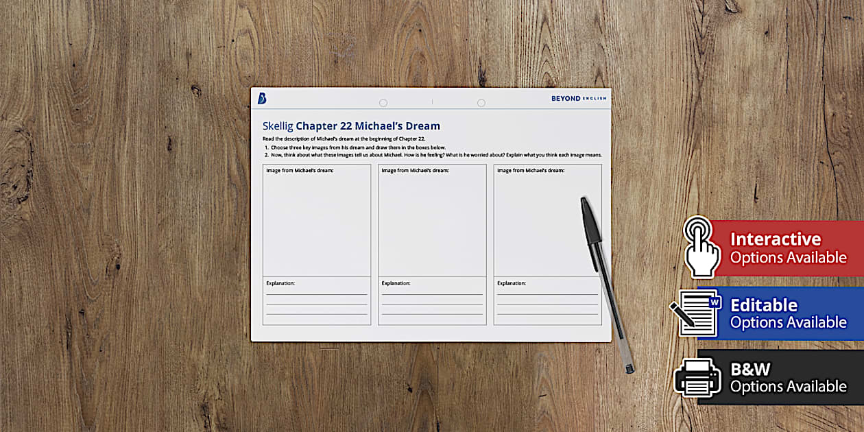 Skellig Chapter 22 Michael's Dream Worksheet (teacher made)