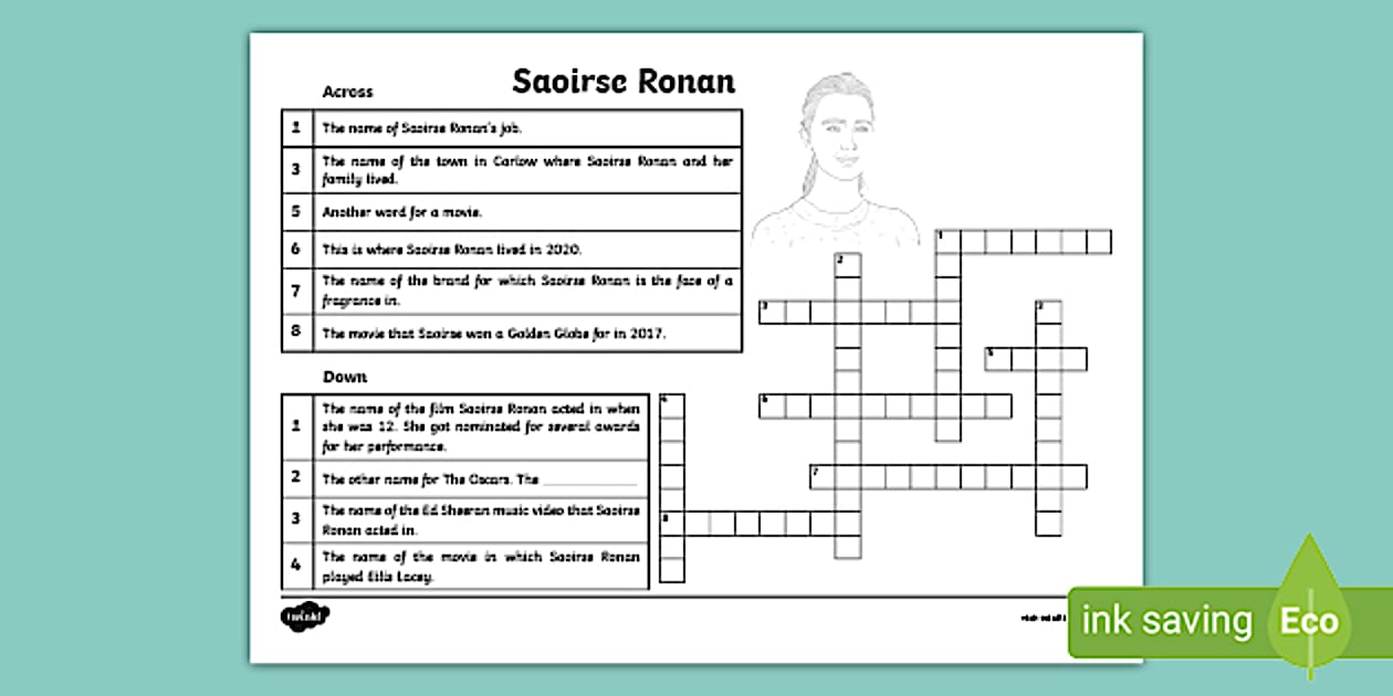 Saoirse Ronan Crossword (teacher made) Twinkl