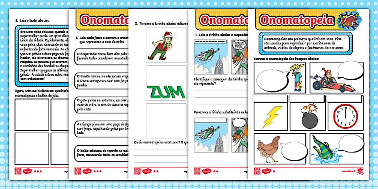 Usando onomatopeias - Folha de atividades com diferenciação