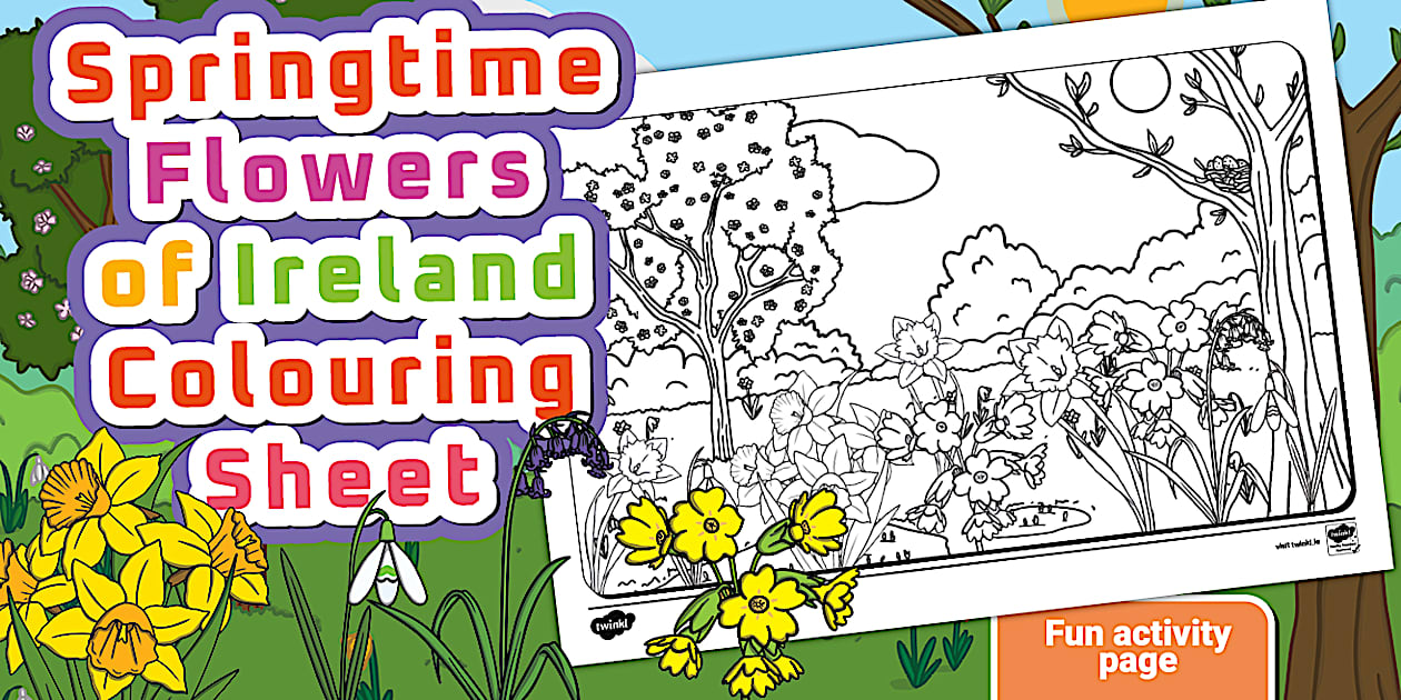 Springtime Flowers of Ireland Colouring Sheet