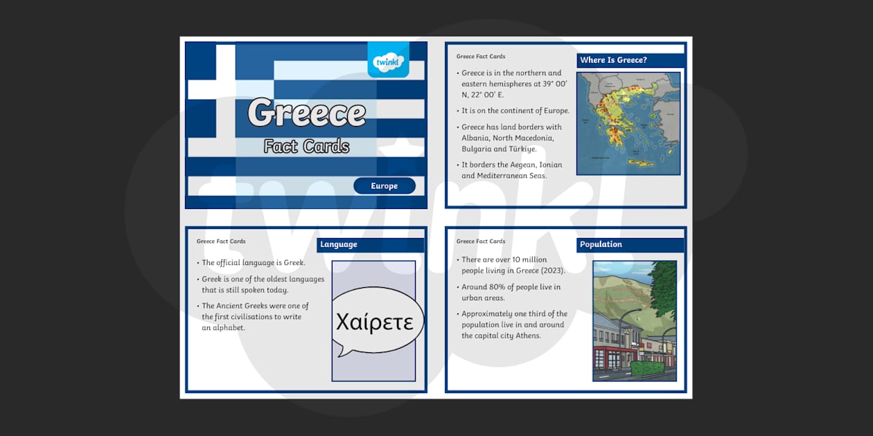 KS2 Greece Fact Cards - Geography - Europe - Twinkl
