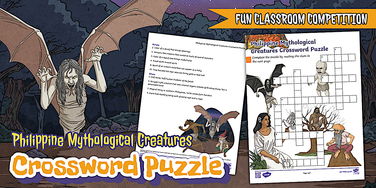 Philippine Mythological Creatures Crossword Puzzle Grade 6 Twinkl PH