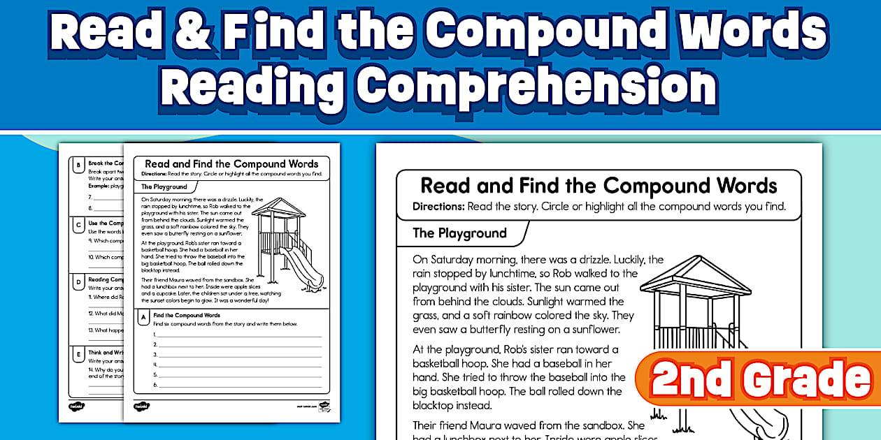 Second Grade Read and Find the Compound Words Worksheet